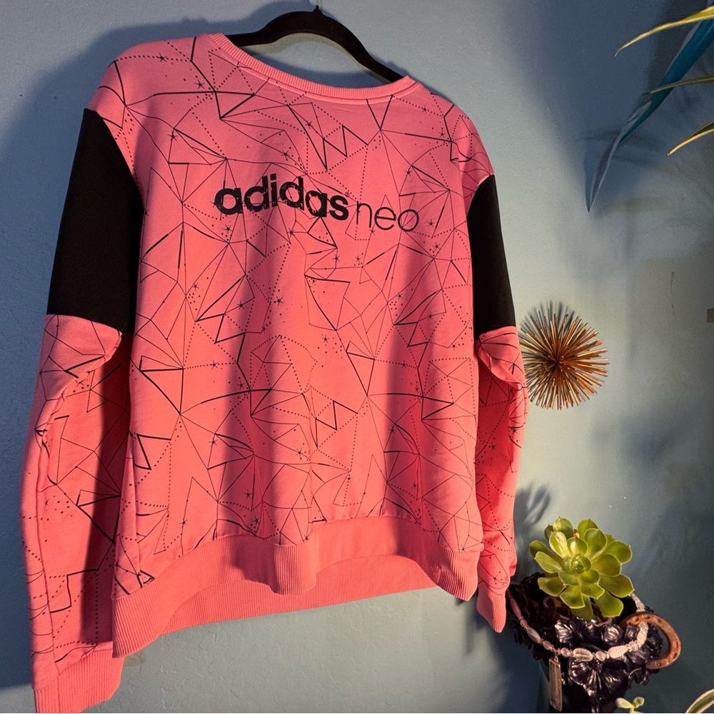 Adidas Neo Pink Sweatshirt with Black Geometric Design